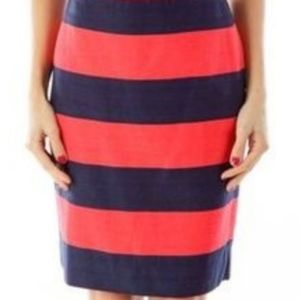 J. Crew Red & Blue Striped Pencil Skirt